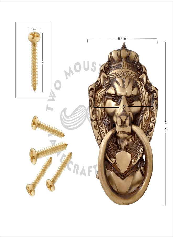 Two Moustaches Victorian Style 100% Pure Brass Door Knocker, Lion Door Knocker, Door Knockers for Main Door, Antique Brown, Standard, Pack of 1 - Image 5